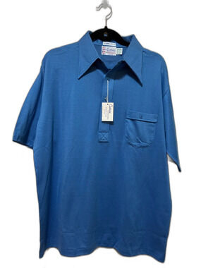 Vintage Contoure International  Men's Blue Mercerized Cotton Polo xl NWT